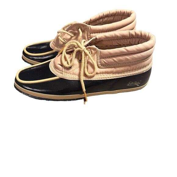 Sugar Babies Vintage Duck Boots Women’s Size 10 Black and Tan - Picture 1 of 9